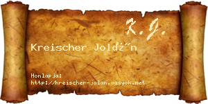 Kreischer Jolán névjegykártya